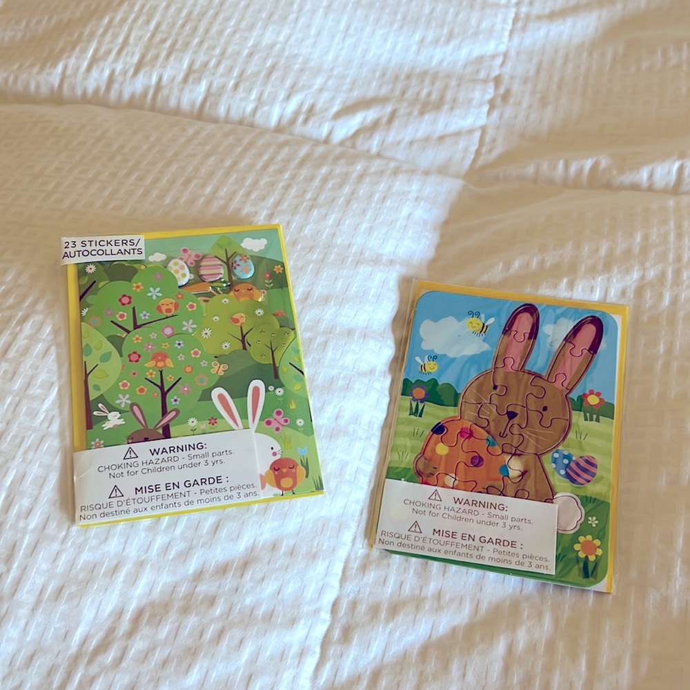 Two Adorable Papyrus Easter Cards for Children - One Puzzle, One w/ 23 Stickers
